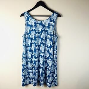 Lilly Pulitzer Kristen Swing Dress Womens XL Elephants Royal Blue White